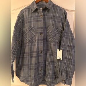 Rip Curl Navy and Green Plaid Heavy Flannel NWT